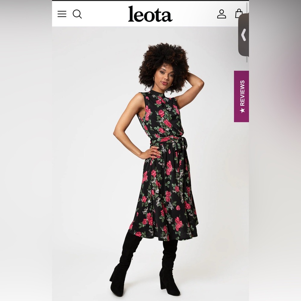 Leota Black Floral Mindy Dress 2L (20w) NWT